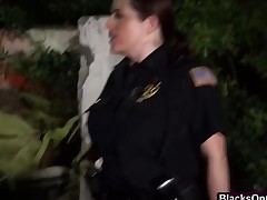 Black man fucks two female cops with juicy cunts and huge tits